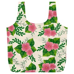 Cute-pink-flowers-with-leaves-pattern Full Print Recycle Bag (xl)