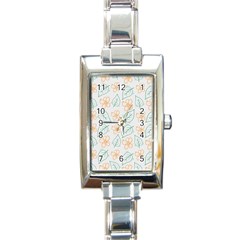 Hand-drawn-cute-flowers-with-leaves-pattern Rectangle Italian Charm Watch