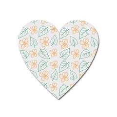 Hand-drawn-cute-flowers-with-leaves-pattern Heart Magnet