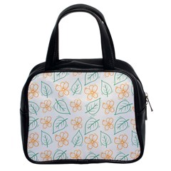 Hand-drawn-cute-flowers-with-leaves-pattern Classic Handbag (two Sides)
