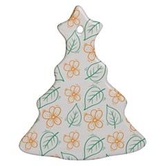 Hand-drawn-cute-flowers-with-leaves-pattern Christmas Tree Ornament (two Sides) by Pakemis