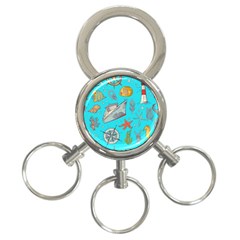 Colored-sketched-sea-elements-pattern-background-sea-life-animals-illustration 3-ring Key Chain