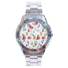 Fruit Summer Vitamin Watercolor Stainless Steel Analogue Watch by artworkshop
