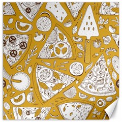 Vector-seamless-pizza-slice-pattern-hand-drawn-pizza-illustration-great-pizzeria-menu-background - Canvas 12  X 12  by Pakemis