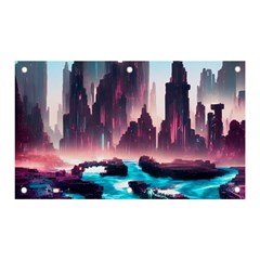 Urban City Cyberpunk River Cyber Tech Future Banner And Sign 5  X 3  by Uceng