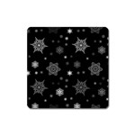 Christmas Snowflake Seamless Pattern With Tiled Falling Snow Square Magnet