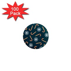 Christmas Seamless Pattern With Candies Snowflakes 1  Mini Magnets (100 Pack)  by Uceng