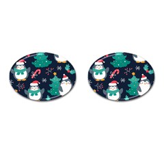 Colorful Funny Christmas Pattern Cufflinks (oval) by Uceng