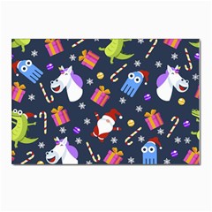 Colorful Funny Christmas Pattern Postcards 5  X 7  (pkg Of 10) by Uceng