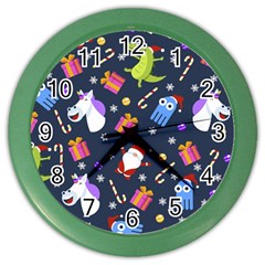 Colorful Funny Christmas Pattern Color Wall Clock by Uceng