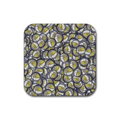 Gong Instrument Motif Pattern Rubber Coaster (square) by dflcprintsclothing