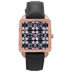 Flowers Daisies Spring Summer Rose Gold Leather Watch 