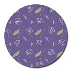 Seamless Pattern Floral Background Violet Background Round Mousepad by artworkshop