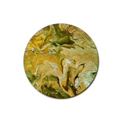 Kaleido Art Gold Rubber Round Coaster (4 Pack) by kaleidomarblingart