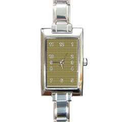 Golden Striped Decorative Pattern Rectangle Italian Charm Watch by dflcprintsclothing