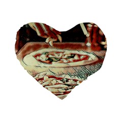 Naples Pizza On The Making Standard 16  Premium Flano Heart Shape Cushions by ConteMonfrey