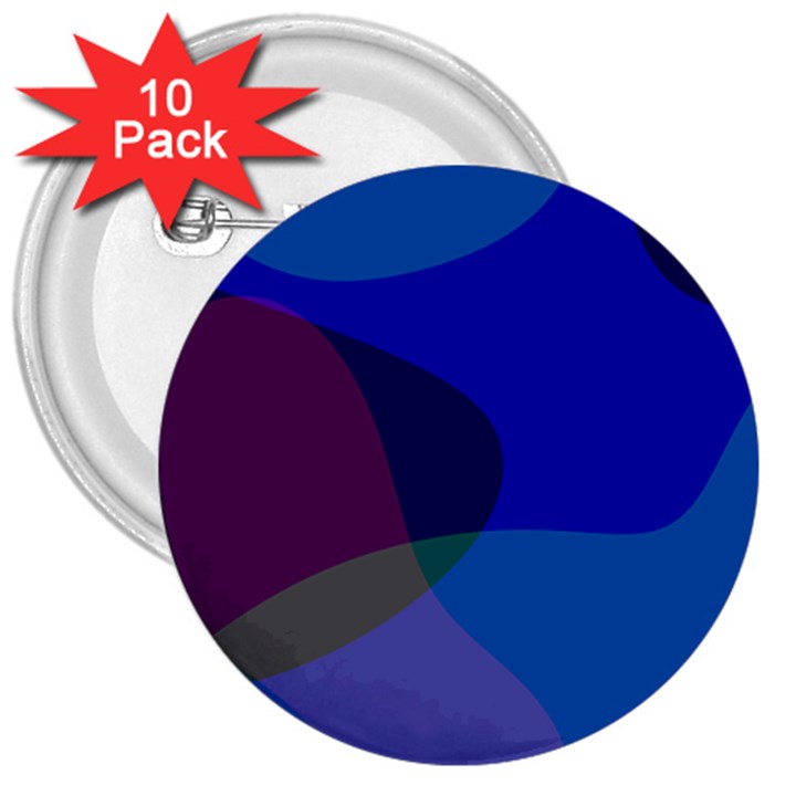 Blue Abstract 1118 - Groovy Blue And Purple Art 3  Buttons (10 pack) 