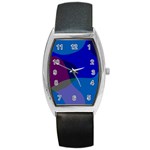 Blue Abstract 1118 - Groovy Blue And Purple Art Barrel Style Metal Watch