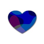 Blue Abstract 1118 - Groovy Blue And Purple Art Rubber Coaster (Heart)