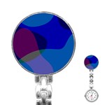 Blue Abstract 1118 - Groovy Blue And Purple Art Stainless Steel Nurses Watch