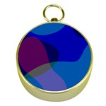 Blue Abstract 1118 - Groovy Blue And Purple Art Gold Compasses