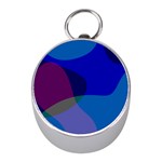 Blue Abstract 1118 - Groovy Blue And Purple Art Mini Silver Compasses