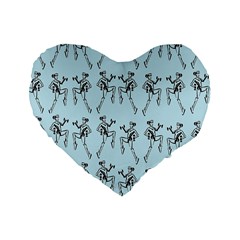 Jogging Lady On Blue Standard 16  Premium Heart Shape Cushions by TetiBright