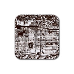 Antique Oriental Town Map  Rubber Coaster (square) by ConteMonfrey