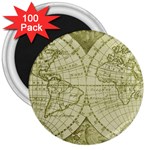 Vintage Mapa Mundi  3  Magnets (100 pack)
