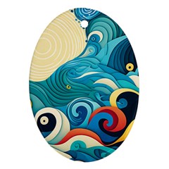 Waves Ocean Sea Abstract Whimsical (2) Ornament (oval)