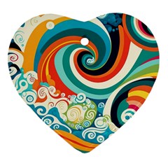 Wave Waves Ocean Sea Abstract Whimsical Heart Ornament (two Sides) by Jancukart