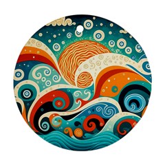 Waves Ocean Sea Abstract Whimsical (3) Ornament (round) by Jancukart