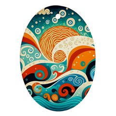 Waves Ocean Sea Abstract Whimsical (3) Ornament (oval)