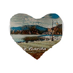 Calm Day On Lake Garda Standard 16  Premium Flano Heart Shape Cushions by ConteMonfrey