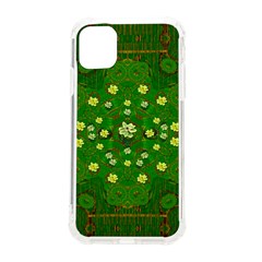 Lotus Bloom In Gold And A Green Peaceful Surrounding Environment Iphone 11 Tpu Uv Print Case by pepitasart