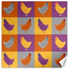 Chickens Pixel Pattern - Version 1a Canvas 12  X 12  by wagnerps