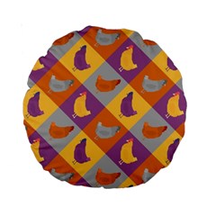 Chickens Pixel Pattern - Version 1b Standard 15  Premium Round Cushions by wagnerps