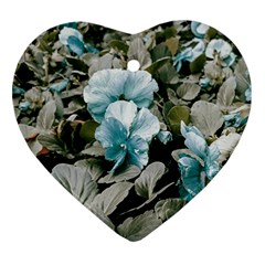 Flowers And Leaves Colored Scene Heart Ornament (two Sides) by dflcprintsclothing