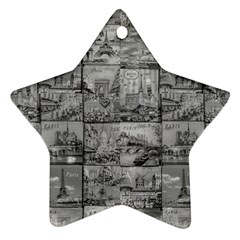 Paris Souvenirs Black And White Pattern Ornament (star) by dflcprintsclothing