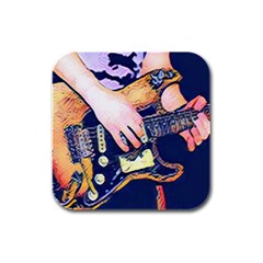Stevie Ray Guitar  Rubber Square Coaster (4 Pack) by StarvingArtisan