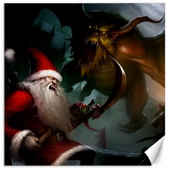 A Santa Claus Standing In Front Of A Dragon Canvas 16  X 16  by bobilostore