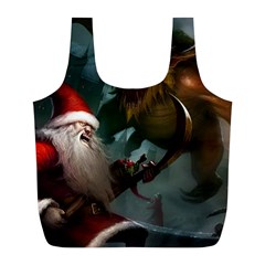 A Santa Claus Standing In Front Of A Dragon Full Print Recycle Bag (l) by bobilostore