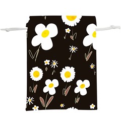 Daisy Flowers White Yellow Black  Lightweight Drawstring Pouch (xl) by Mazipoodles