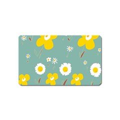 Daisy Flowers Yellow White Brown Sage Green  Magnet (name Card)