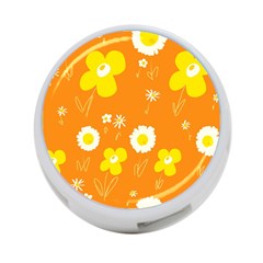 Daisy Flowers Yellow White Orange  4-port Usb Hub (two Sides) by Mazipoodles
