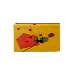 Valentine Day Heart Flower Gift Cosmetic Bag (small) by artworkshop