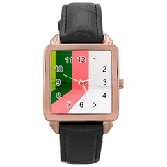Green Pink Interior Paint Rose Gold Leather Watch  by artworkshop