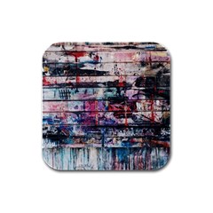 Splattered Paint On Wall Rubber Square Coaster (4 Pack) by artworkshop