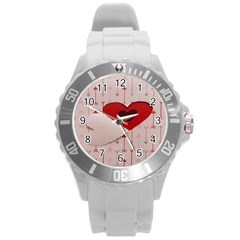 Valentine Day Heart Love Logo Round Plastic Sport Watch (l) by artworkshop