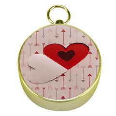 Valentine Day Heart Love Logo Gold Compasses by artworkshop